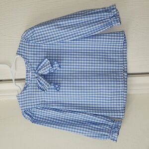 TBBC Long Sleeve Woven Beatrice Bow Blouse (Gingham) Size 4T GUC